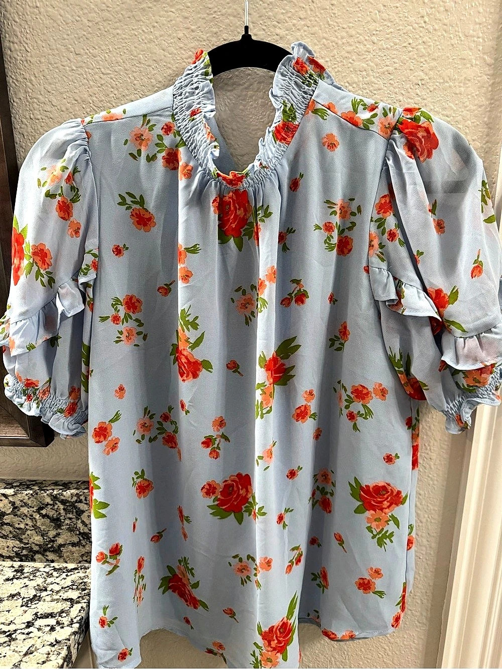 Sugarlips Floral Blouse in Blue & Orange Size Medium Like New